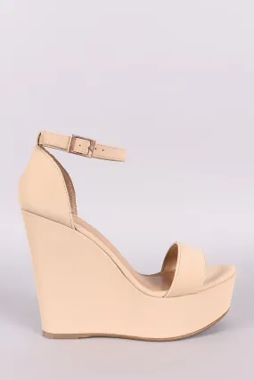 Bamboo Nubuck Ankle Strap Platform Wedge