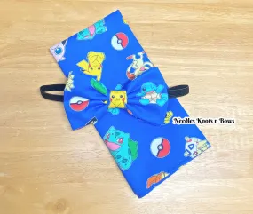 Blue Pokemon Character Bow Tie Suspender Set