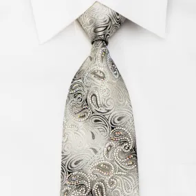 Elegance Rhinestone Necktie Paisley On Silver