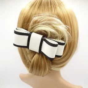 grosgrain hair bow wave edge layered two tone flat bow women hair accessories