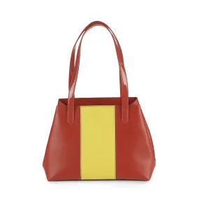 The Lorikeet Saffiano Leather Handbag in Red/Yellow