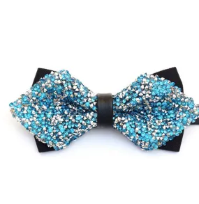 Turquoise Sea Blue, Sparkley, Glitter, Diamond Tip, Party Bow Tie