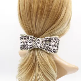 tweed hair bow, golden edge hair bow for women